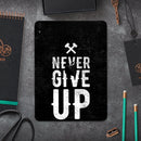 Black Hammered Never Give Up - Full Body Skin Decal for the Apple iPad Pro 12.9", 11", 10.5", 9.7", Air or Mini (All Models Available)