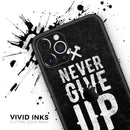Black Hammered Never Give Up  - Protective Skin Wrap & Decal – Compatible with iPhone SE to iPhone 17 Pro Max (All Models)
