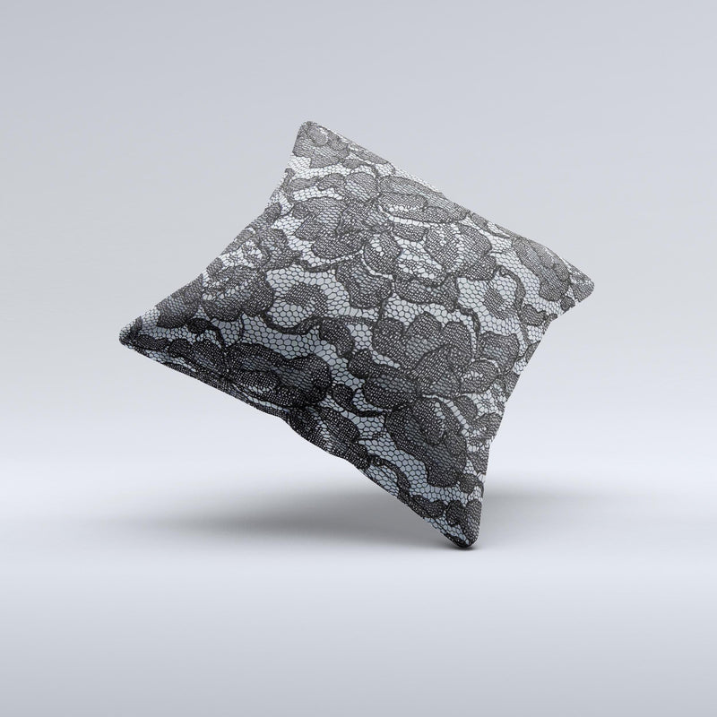 Black Lace Texture Ink-Fuzed Decorative Throw Pillow
