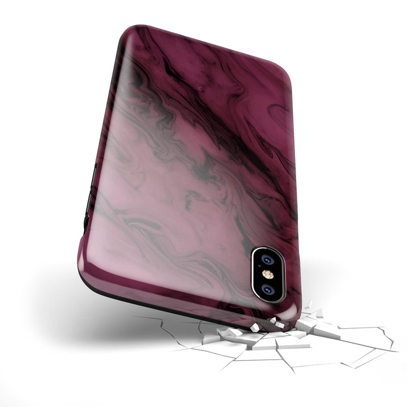 Black & Pink Marble Swirl V1 - iPhone X Swappable Hybrid Case