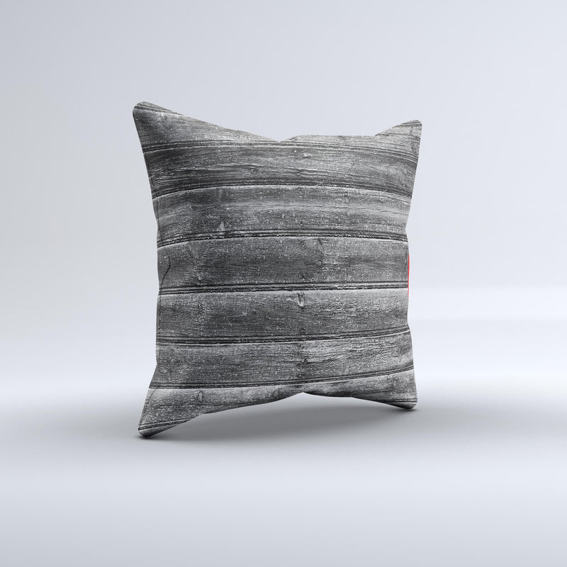 Black Planks of Wood Ink-Fuzed Decorative Throw Pillow