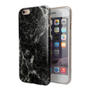 Black Scratched Marble iPhone 6/6s or 6/6s Plus 2-Piece Hybrid INK-Fuzed Case