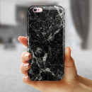 Black Scratched Marble iPhone 6/6s or 6/6s Plus 2-Piece Hybrid INK-Fuzed Case