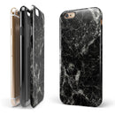 Black Scratched Marble iPhone 6/6s or 6/6s Plus 2-Piece Hybrid INK-Fuzed Case