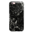 Black Scratched Marble iPhone 6/6s or 6/6s Plus 2-Piece Hybrid INK-Fuzed Case