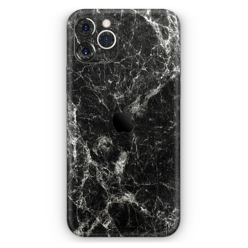 Black Scratched Marble 2  - Protective Skin Wrap & Decal – Compatible with iPhone SE to iPhone 17 Pro Max (All Models)