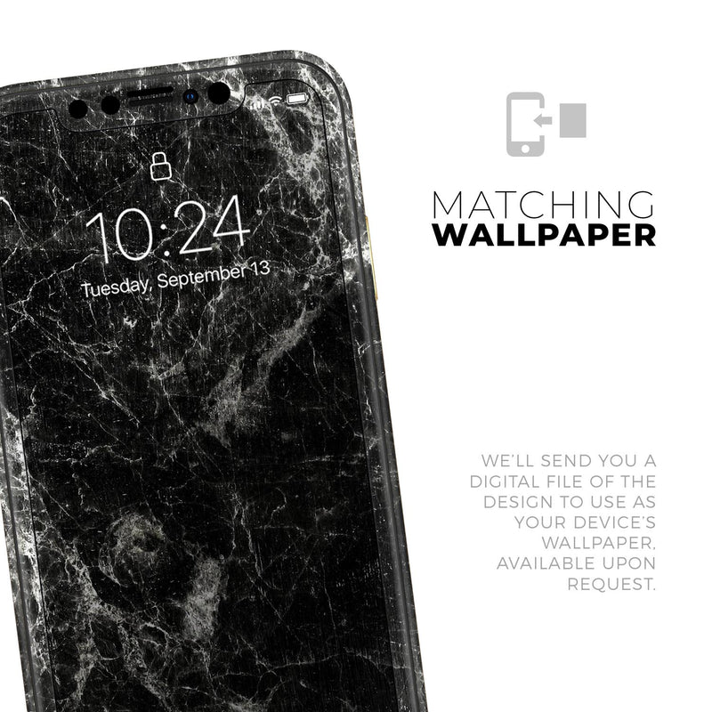 Black Scratched Marble 2  - Protective Skin Wrap & Decal – Compatible with iPhone SE to iPhone 17 Pro Max (All Models)
