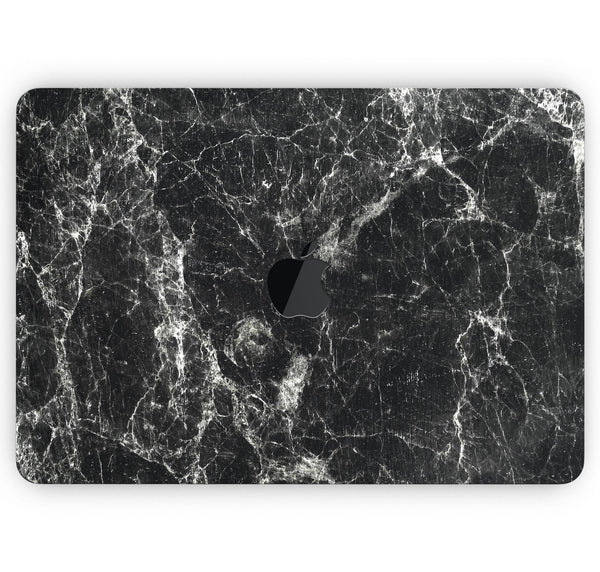 Black Scratched Marble - Skin Decal Wrap Kit Compatible with the Apple MacBook Pro, Pro with Touch Bar or Air (11", 12", 13", 15" & 16" - All Versions Available)