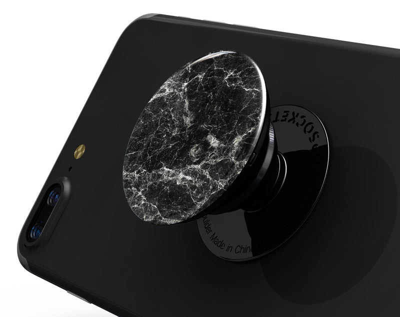 Black Scratched Marble - Skin Kit for PopSockets and other Smartphone Extendable Grips & Stands