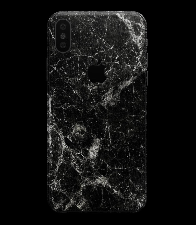 Black Scratched Marble - iPhone XS MAX, XS/X, 8/8+, 7/7+, 5/5S/SE Skin-Kit (All iPhones Available)
