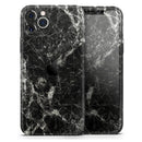Black Scratched Marble  - Protective Skin Wrap & Decal – Compatible with iPhone SE to iPhone 17 Pro Max (All Models)
