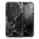 Black Scratched Marble  - Protective Skin Wrap & Decal – Compatible with iPhone SE to iPhone 17 Pro Max (All Models)