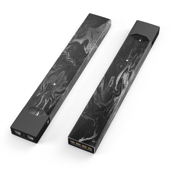 Black & Silver Marble Swirl V1 - Premium Decal Protective Skin-Wrap Sticker compatible with the Juul Labs vaping device