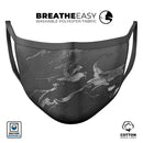 Black & Silver Marble Swirl V3 - Made in USA Mouth Cover Unisex Anti-Dust Cotton Blend Reusable & Washable Face Mask with Adjustable Sizing for Adult or Child