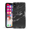 Black & Silver Marble Swirl V3 - iPhone X Swappable Hybrid Case