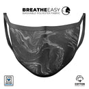 Black & Silver Marble Swirl V4 - Made in USA Mouth Cover Unisex Anti-Dust Cotton Blend Reusable & Washable Face Mask with Adjustable Sizing for Adult or Child
