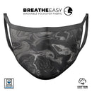 Black & Silver Marble Swirl V6 - Made in USA Mouth Cover Unisex Anti-Dust Cotton Blend Reusable & Washable Face Mask with Adjustable Sizing for Adult or Child