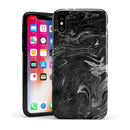 Black & Silver Marble Swirl V8 - iPhone X Swappable Hybrid Case