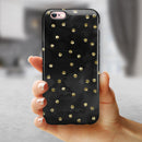 Black Watercolor and Gold Glimmer Polka Dots iPhone 6/6s or 6/6s Plus 2-Piece Hybrid INK-Fuzed Case