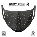 Black Watercolor and Gold Glimmer Polka Dots - Made in USA Mouth Cover Unisex Anti-Dust Cotton Blend Reusable & Washable Face Mask with Adjustable Sizing for Adult or Child