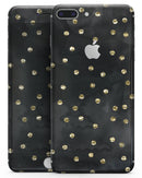 Black Watercolor and Gold Glimmer Polka Dots - Skin-kit for the iPhone 8 or 8 Plus