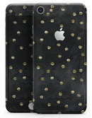 Black Watercolor and Gold Glimmer Polka Dots - Skin-kit for the iPhone 8 or 8 Plus