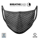 Black Watercolor with White Chevron - Made in USA Mouth Cover Unisex Anti-Dust Cotton Blend Reusable & Washable Face Mask with Adjustable Sizing for Adult or Child