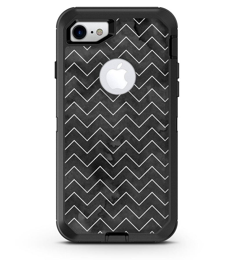 Black Watercolor with White Chevron - iPhone 7 or 8 OtterBox Case & Skin Kits