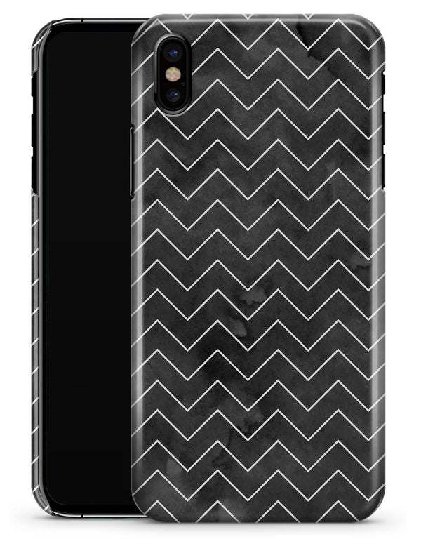 Black Watercolor with White Chevron - iPhone X Clipit Case