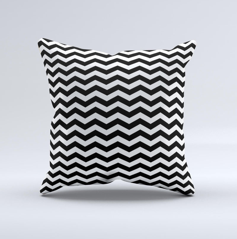 Black White Chevron Pattern V2 Ink Fuzed Decorative Throw Pillow