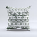 Black White Floral Aztec Pattern ink-Fuzed Decorative Throw Pillow