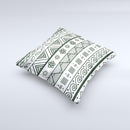 Black White Floral Aztec Pattern ink-Fuzed Decorative Throw Pillow