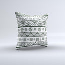 Black White Floral Aztec Pattern ink-Fuzed Decorative Throw Pillow