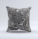 Black White Paisley Pattern V1 Ink-Fuzed Decorative Throw Pillow