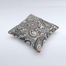 Black White Paisley Pattern V1 Ink-Fuzed Decorative Throw Pillow