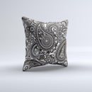 Black White Paisley Pattern V1 Ink-Fuzed Decorative Throw Pillow