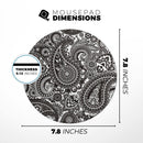 Black & White Pasiley Pattern// WaterProof Rubber Foam Backed Anti-Slip Mouse Pad for Home Work Office or Gaming Computer Desk