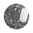 Black & White Pasiley Pattern// WaterProof Rubber Foam Backed Anti-Slip Mouse Pad for Home Work Office or Gaming Computer Desk