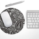 Black & White Pasiley Pattern// WaterProof Rubber Foam Backed Anti-Slip Mouse Pad for Home Work Office or Gaming Computer Desk