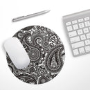 Black & White Pasiley Pattern// WaterProof Rubber Foam Backed Anti-Slip Mouse Pad for Home Work Office or Gaming Computer Desk