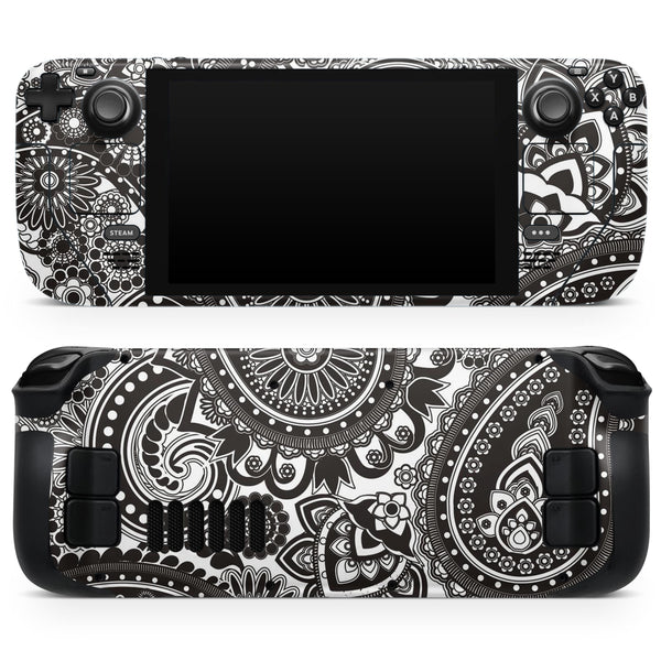 Black & White Pasiley Pattern // Full Body Skin Decal Wrap Kit for the Steam Deck handheld gaming computer