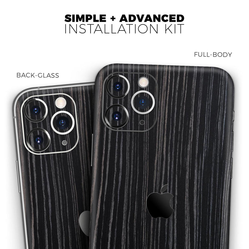 Black Wood Texture 2  - Protective Skin Wrap & Decal – Compatible with iPhone SE to iPhone 17 Pro Max (All Models)
