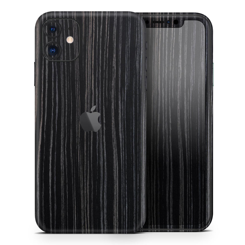 Black Wood Texture 2  - Protective Skin Wrap & Decal – Compatible with iPhone SE to iPhone 17 Pro Max (All Models)