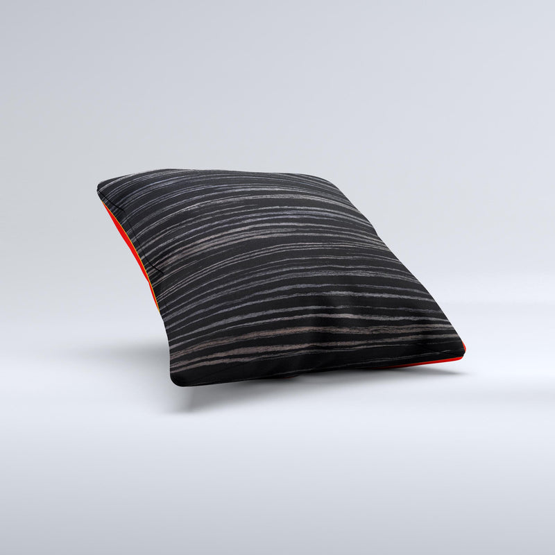 Black Wood Texture Ink-Fuzed Decorative Throw Pillow