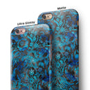 Black and Blue Damask Watercolor Pattern iPhone 6/6s or 6/6s Plus 2-Piece Hybrid INK-Fuzed Case