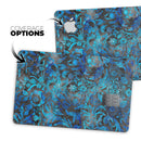 Black and Blue Damask Watercolor Pattern - Premium Protective Decal Skin-Kit for the Apple Credit Card