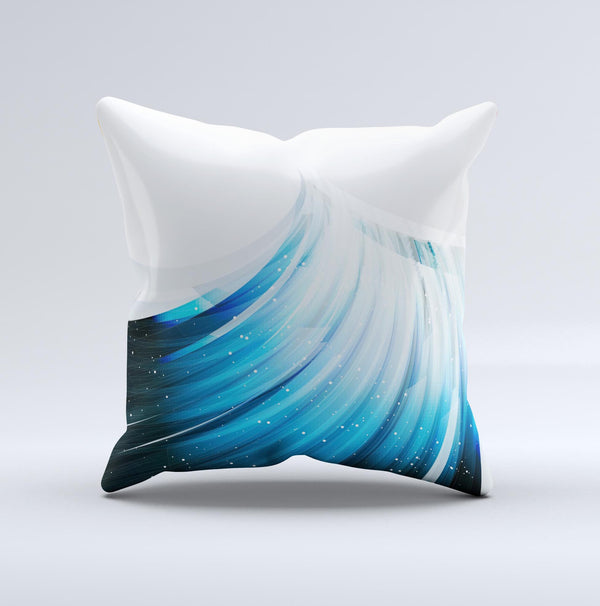 Black and Blue Highlighted HD Wave Ink-Fuzed Decorative Throw Pillow