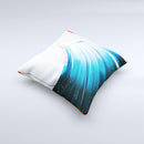 Black and Blue Highlighted HD Wave Ink-Fuzed Decorative Throw Pillow