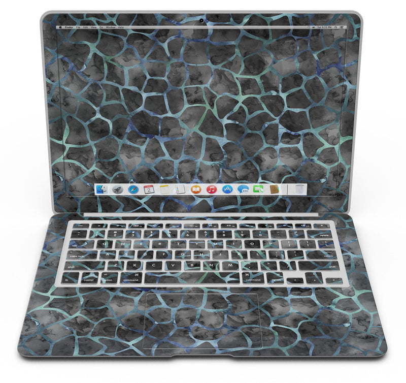 Black and Blue Watercolor Giraffe Pattern - MacBook Air Skin Kit