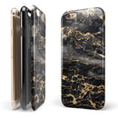 Black and Gold Marble Surface iPhone 6/6s or 6/6s Plus 2-Piece Hybrid INK-Fuzed Case